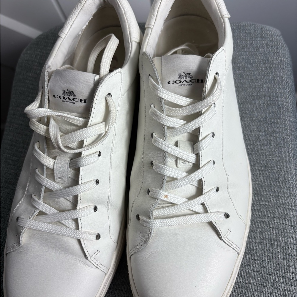 Coach Men's Classic White Leather Low Top Sneakers Size 9.5D C126